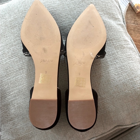 J. Crew Black Vegan Suede Women's Flats Pointed Toe With Embellishments - Picture 8 of 9